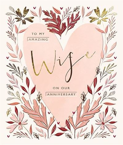 Decorative Foliage and Florals Wife Anniversary Card