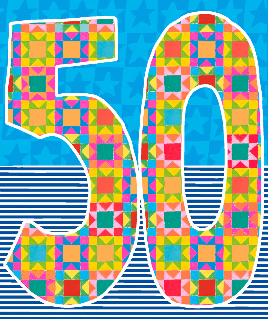 Bright Colours 50th Birthday Card