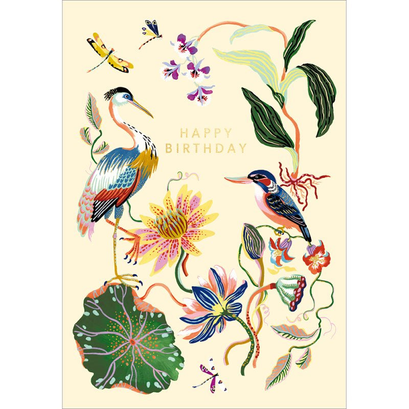 Birds & Tropical Plants  Birthday Card