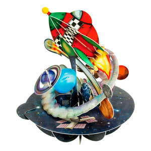 Space Rocket Pirouette 3D Card