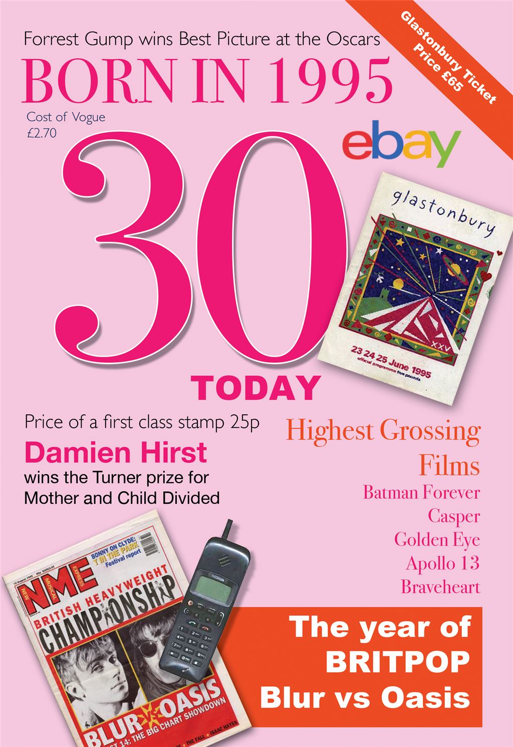 Born In 1995 - 30th Birthday Card