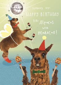 Alpacas with Maracas Humour Birthday Card