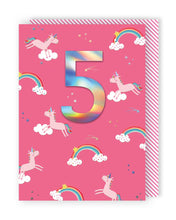 Load image into Gallery viewer, Unicorns 5th Birthday Card
