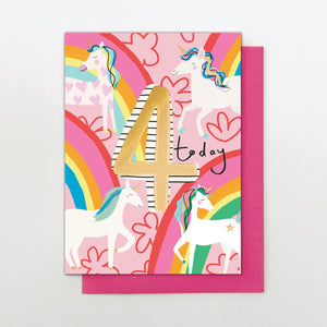 Unicorn 4th Birthday Card