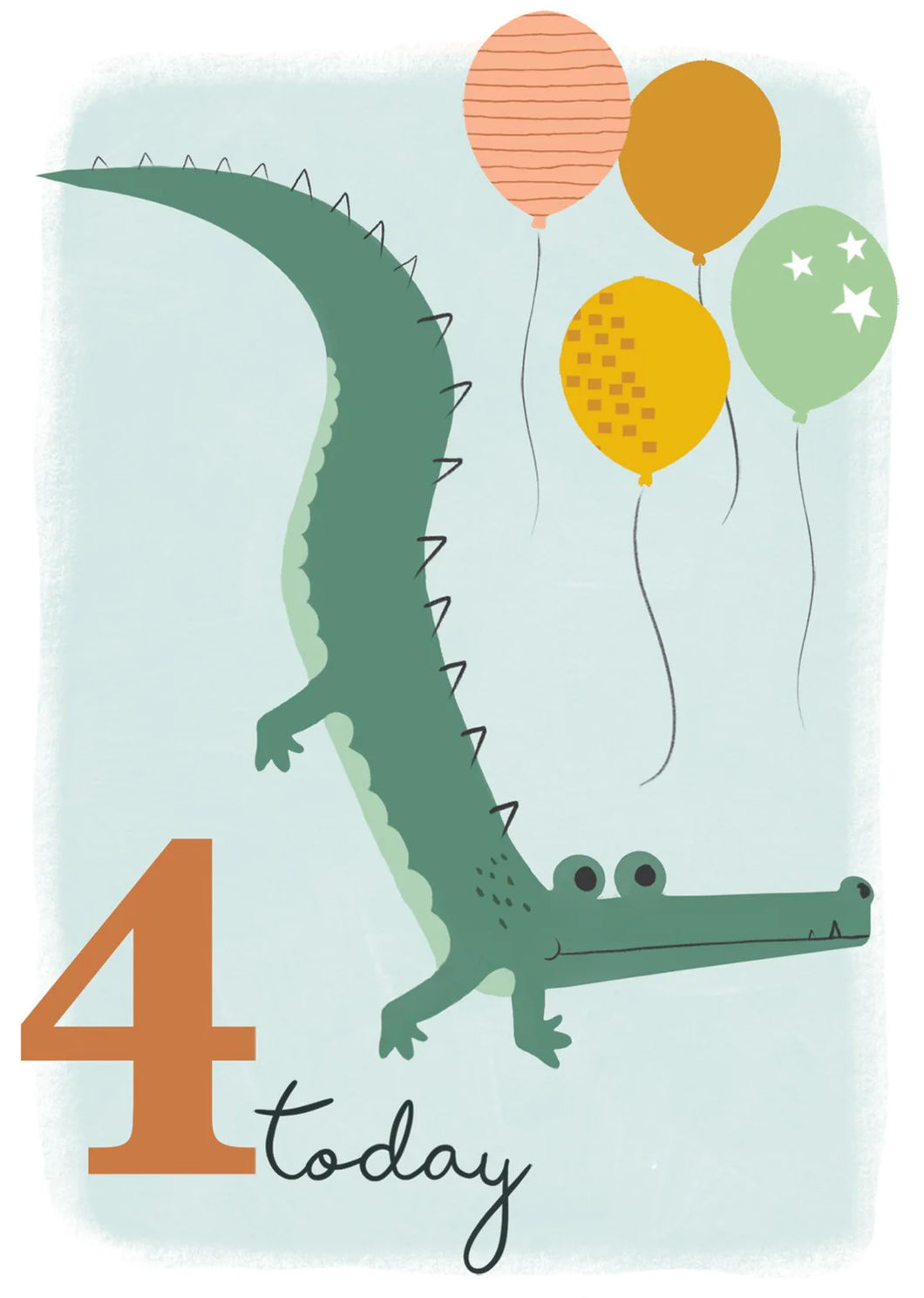 Crocodile With Balloon 4th Birthday Card