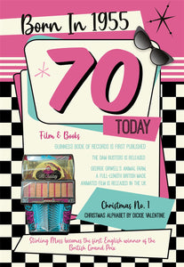 Born In 1955 - 70th Birthday Card