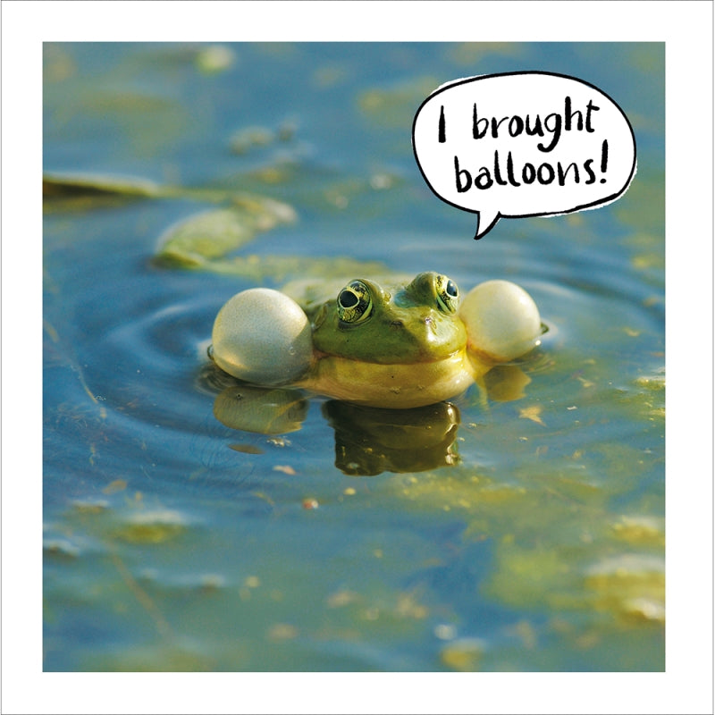 RSPB  I Brought Balloons  Frog  Humour Blank Card