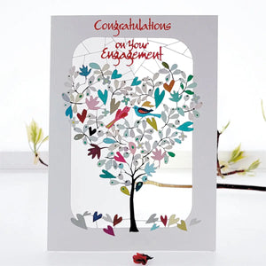 Engagement Heart Tree Laser Cut Card