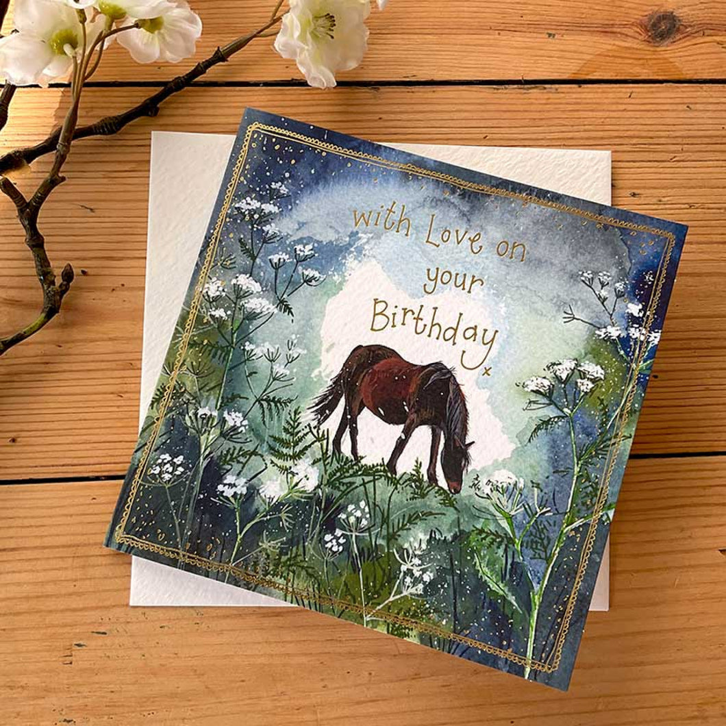 Horse & Cow Parsley Birthday Card