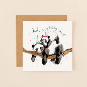 Panda With Cub Dad Birthday Card