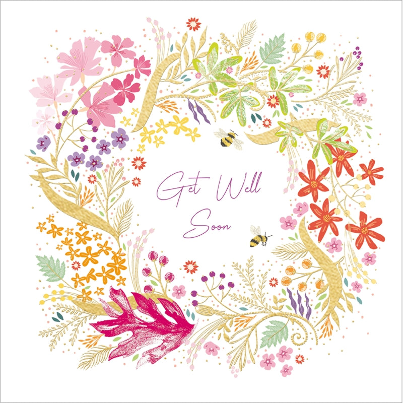 Flower Wreath Get Well Card