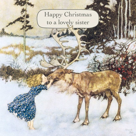 Reindeer Lovely Sister Christmas Card