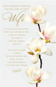 White Magnolia Loss Of Your Wife Sympathy Card