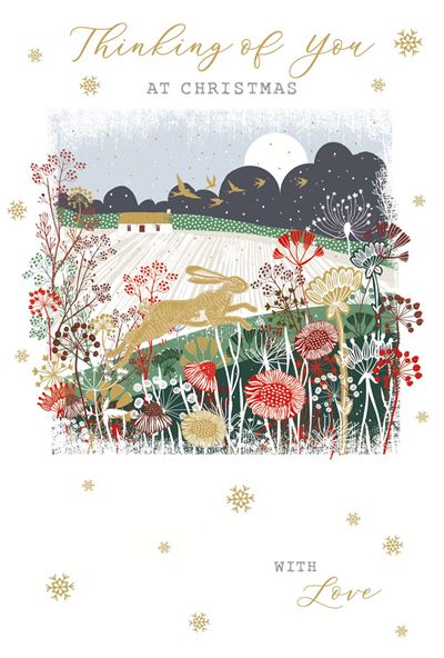 Thinking Of You Hare Christmas Card