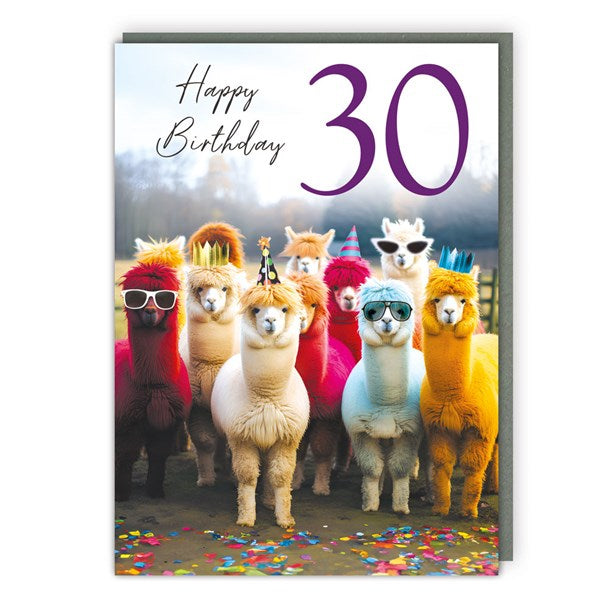 Alpaca Party 30th Birthday Card