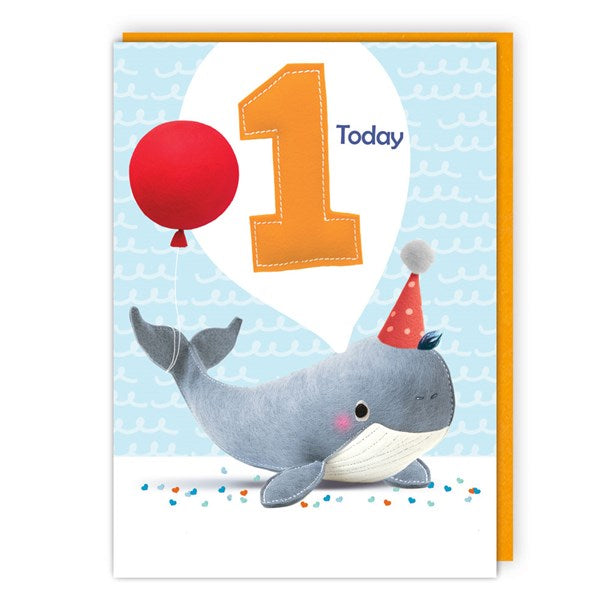 Whale 1st Birthday Card