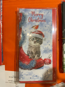 Robin On A Kitten Christmas Money Wallet