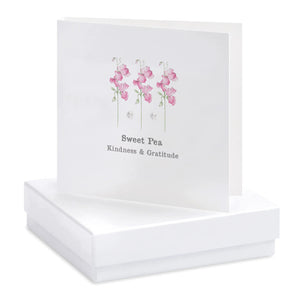 ‘Sweet Pea Kindness & Gratitude’ Sterling Silver Crystal Stud Earrings Card