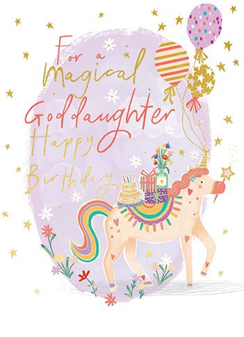 Unicorn Goddaughter Birthday Card