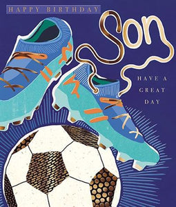 Football Boots and Football Son Birthday Card