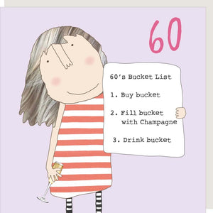 60’s Bucket List. 60th Birthday Card By RosieMadeAThing