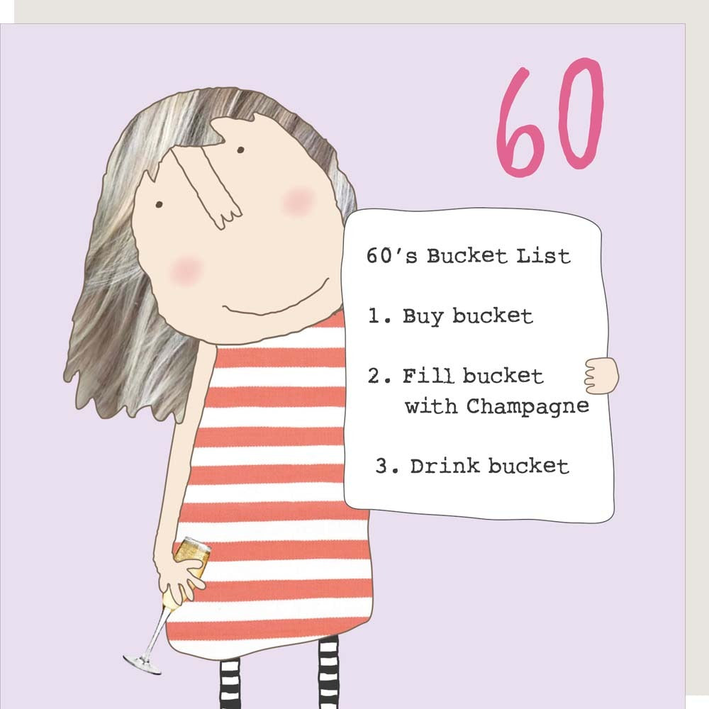 60’s Bucket List. 60th Birthday Card By RosieMadeAThing