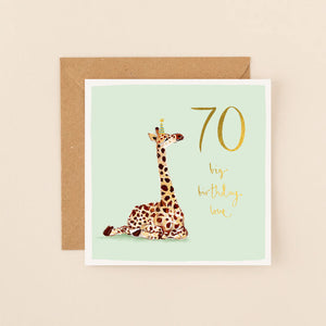 Giraffe 70th  Birthday Card