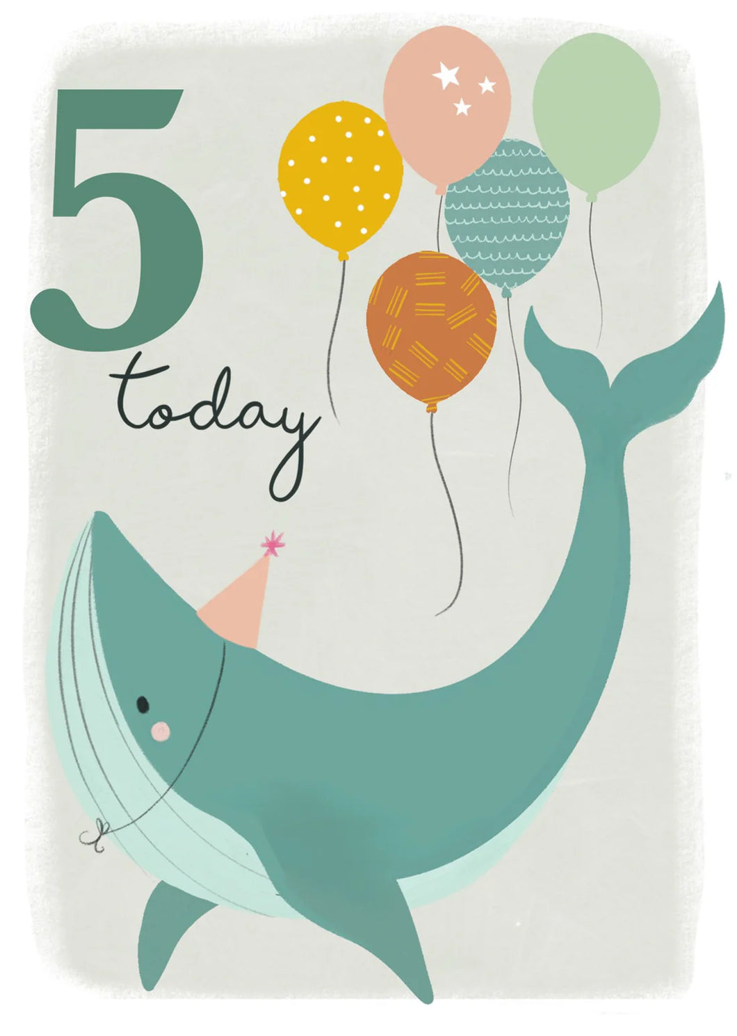 Whale With Balloon 5th Birthday Card