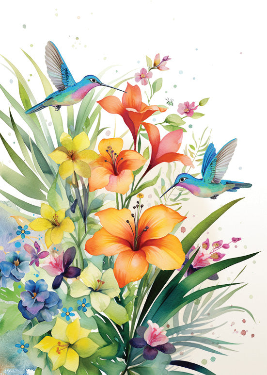 Lily Hummingbird Card