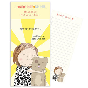 Wake Up, Hug A Dog Magnetic Notepad By RosieMadeAThing