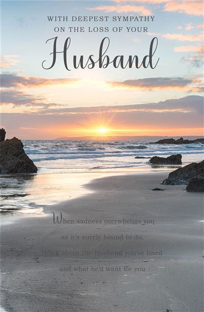 Sandy Beach Scene Husband Sympathy Card