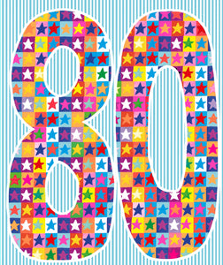 Coloured Stars 80th Birthday Card