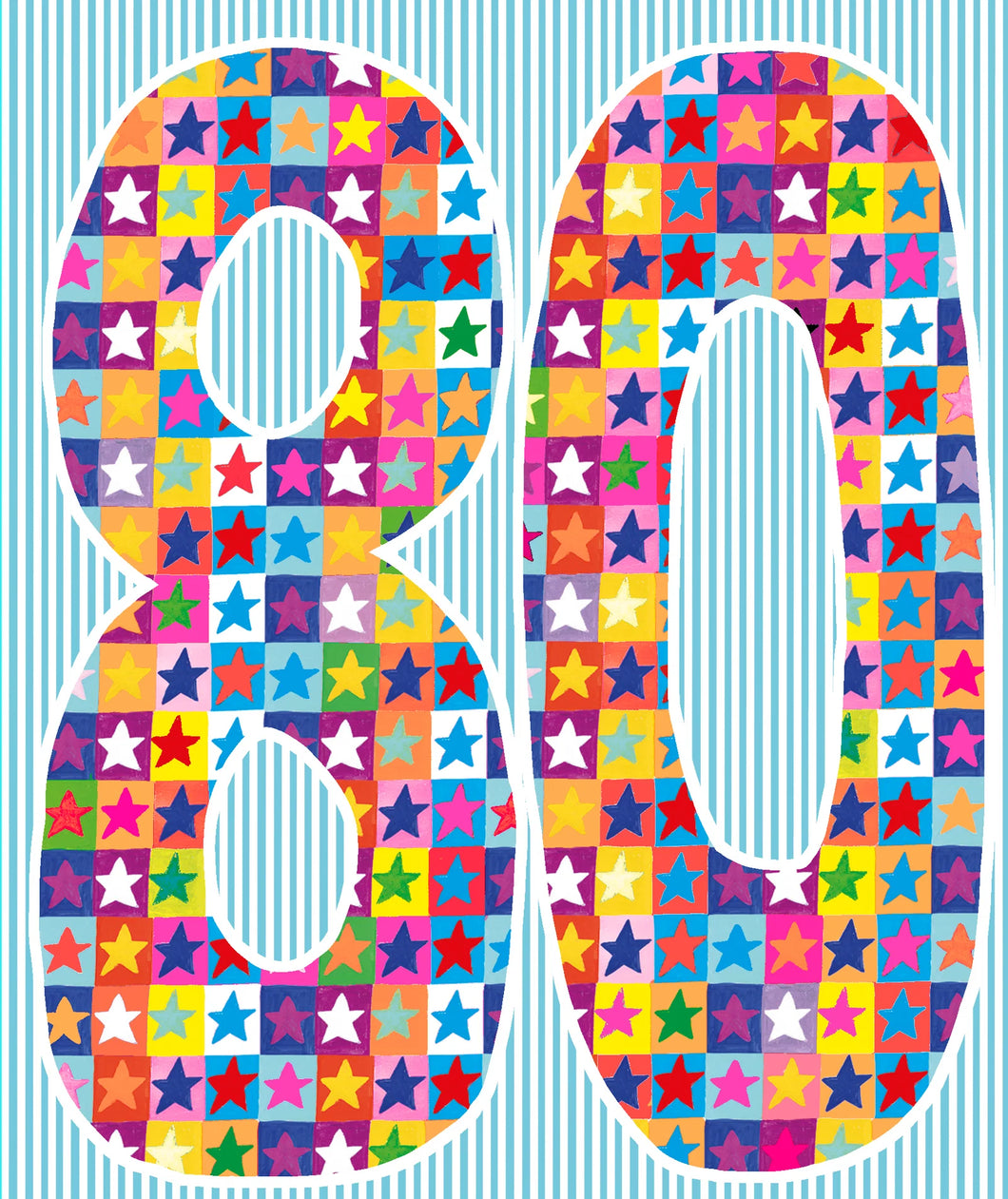 Coloured Stars 80th Birthday Card