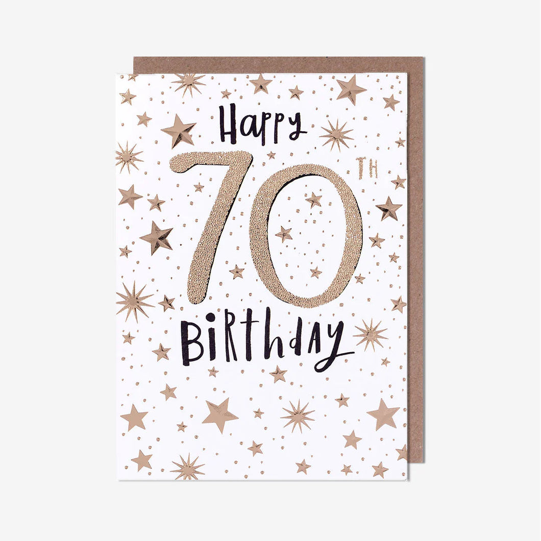 Happy 70th Birthday Gold Dots Card