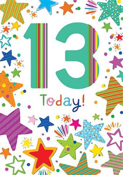 Multi-Coloured Stars 13th Birthday Card