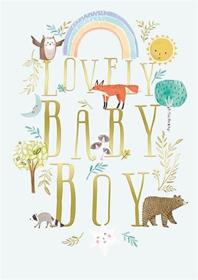 Blue Forrest Animals Baby Boy Card