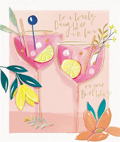 Cocktail Glasses with Flowers Daughter-in-Law Birthday Card