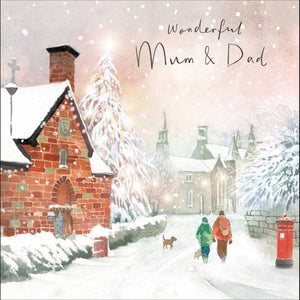 Village Scene Mum & Dad Christmas Card