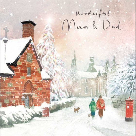 Village Scene Mum & Dad Christmas Card