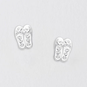 ‘Happy Birthday’ Silver Ballet Shoe Stud Earrings Card