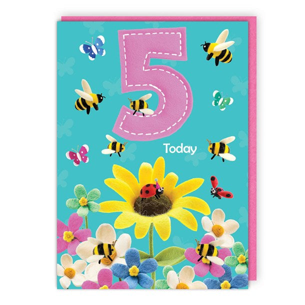 Bees 5th Birthday Card