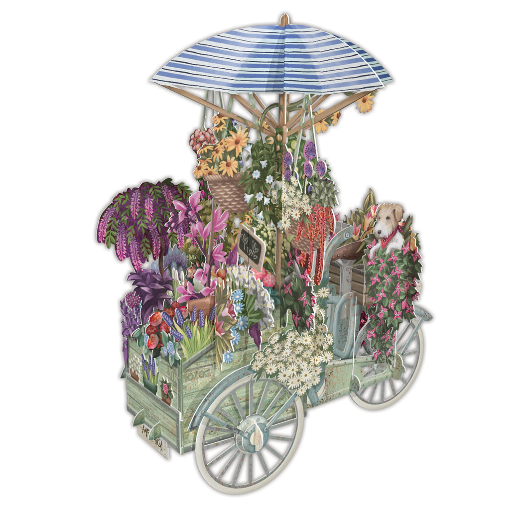 3D Stand Up & Stand Out Flower Seller Bicycle Card