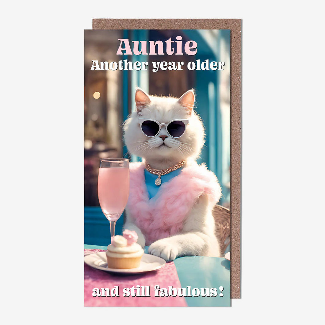 Another Year Cat Auntie Birthday Card