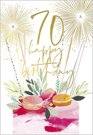 Floral Cake 70th Birthday Card