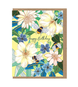 Bees & Flowers Birthday Card