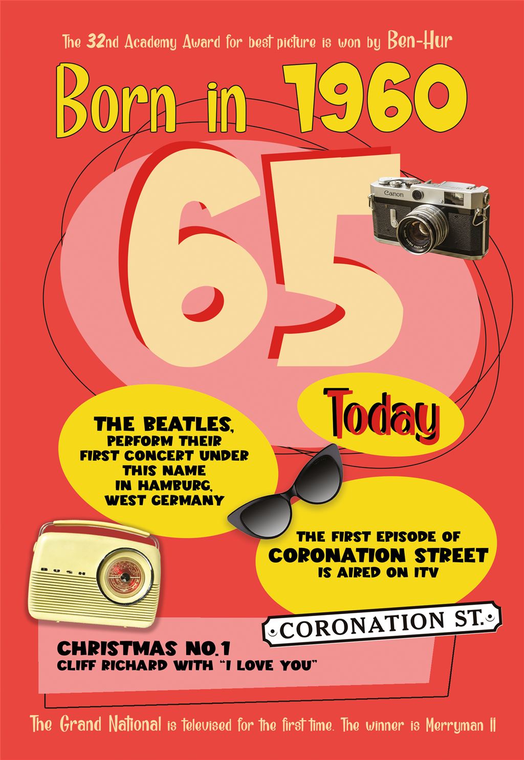 Born In 1960 - 65th Birthday Card
