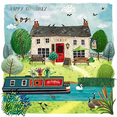 Pub and Canal Boat Son Birthday Card
