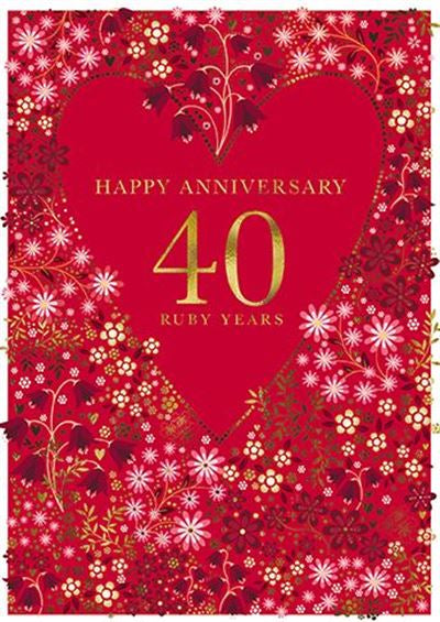 Happy 40th Ruby Anniversary Card