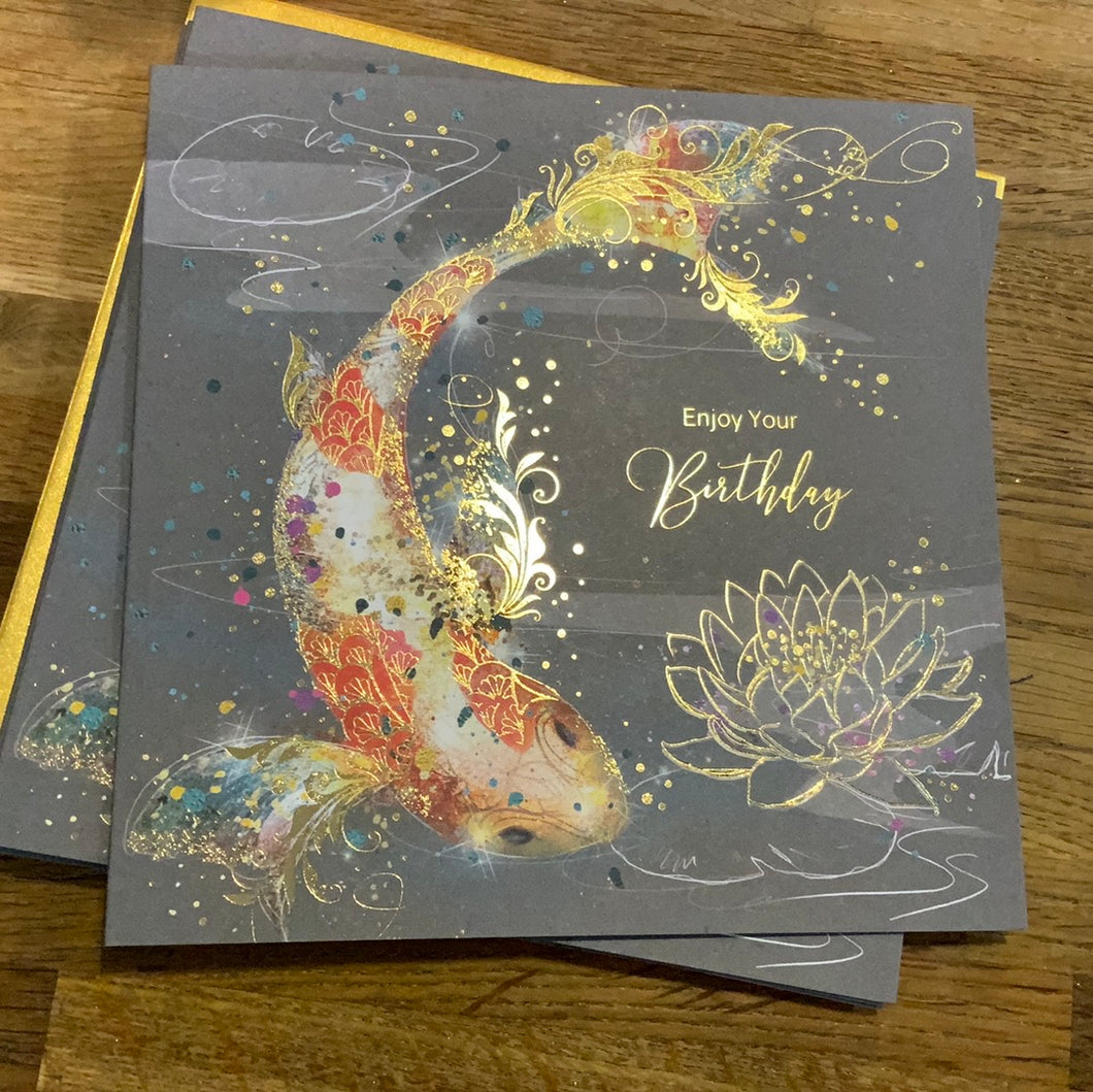 Enjoy Your Birthday Gold Fish Card