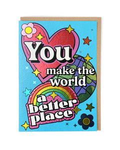Hearts Rainbow World Blank Card